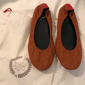 Rita Chestnut Flat Red Bottom Flats, Size 9